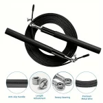 High Fast Speed Rope Wire Rope Jump Skipping Black Rope Aluminum Handle Adjustable Steel Fitness Workout Strength Body Exercises - Image 3