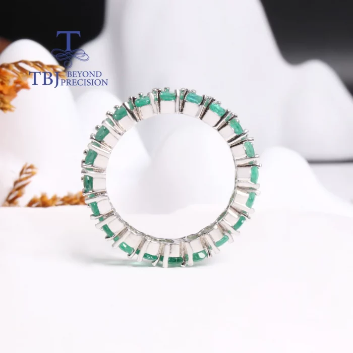 Classic eternity Gemstone Design Natural Green Emerald Ring S925 Silver Light Luxury Noble Real gems jewelry gift for women - Image 6