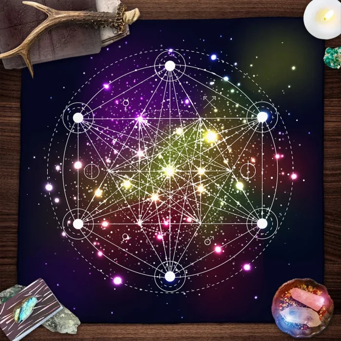 Geometric Altar Cloth Tarot Card Tablecloth With Flower Of Life Design Tarot Card Reading Mat For Metatron Cube Witchy Gift - Image 2