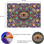 Blacklight Eyes Tapestry Boho Mandala Black Light Tapestries Hippie UV Reactive Wall Tapestry Trippy Abstract Tapestry For Room - Image 7
