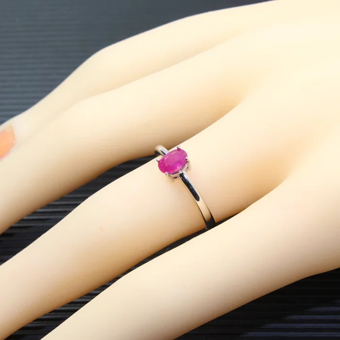 Classic Ruby Wedding Ring for Woman 4mm * 6mm Genuine Ruby Silver Ring Sterling Silver Ruby Ring Real Silver Gemstone Jewelry - Image 7