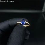 Natural Sapphire Ring London Blue Classic Fashion Jewelry S925 Sterling Silver Plated 18k Yellow Gold Dark Stone Engagement - Image 4