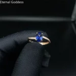 Natural Sapphire Ring London Blue Classic Fashion Jewelry S925 Sterling Silver Plated 18k Yellow Gold Dark Stone Engagement