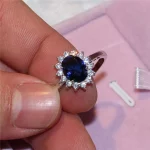 Princess Diana 925 Sterling Silver Engagement Ring Ruby Natural Amethyst Blue Sapphire Topaz Bridal Wedding Rings for Women - Image 3