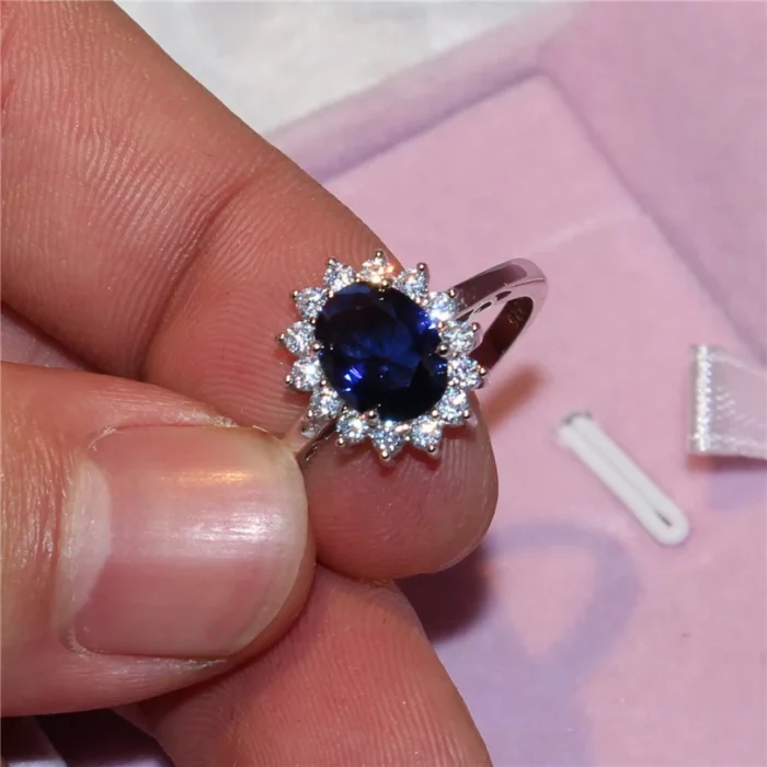 Princess Diana 925 Sterling Silver Engagement Ring Ruby Natural Amethyst Blue Sapphire Topaz Bridal Wedding Rings for Women - Image 3