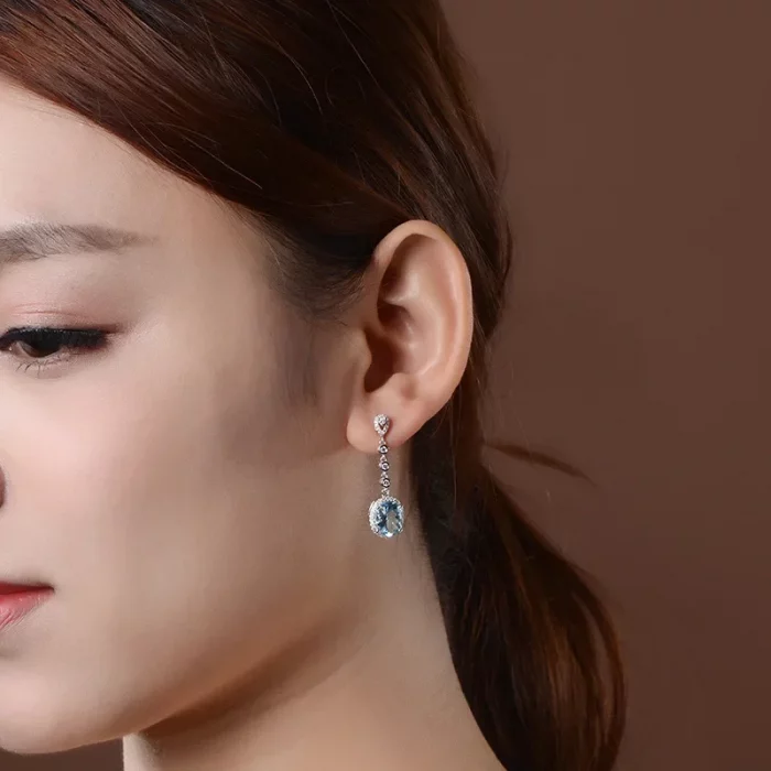 Sterling Silver 925 Natural Aquamarine Drop Earrings for Women Timeless Design Delicate Female Jewelry Wedding Luxury Earrings - Image 3