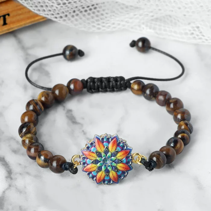Handmade 6mm Natural Stone Braided Bracelet for Women Men Charn Flower Phantoscope Bangles Malachite Onyx Beads Bracelet Jewelry - Image 6