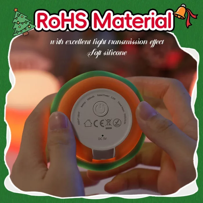 Christmas Silicone NightLight 7Color Novelty Ambient Lamp Touch Control Rechargeable Hanging Snowman Socks Bedside Holiday Decor - Image 5