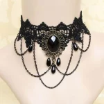New Sexy Gothic Chokers Crystal Black Lace Neck Choker Necklace Vintage Victorian Women Chocker Steampunk Jewelry - Image 2