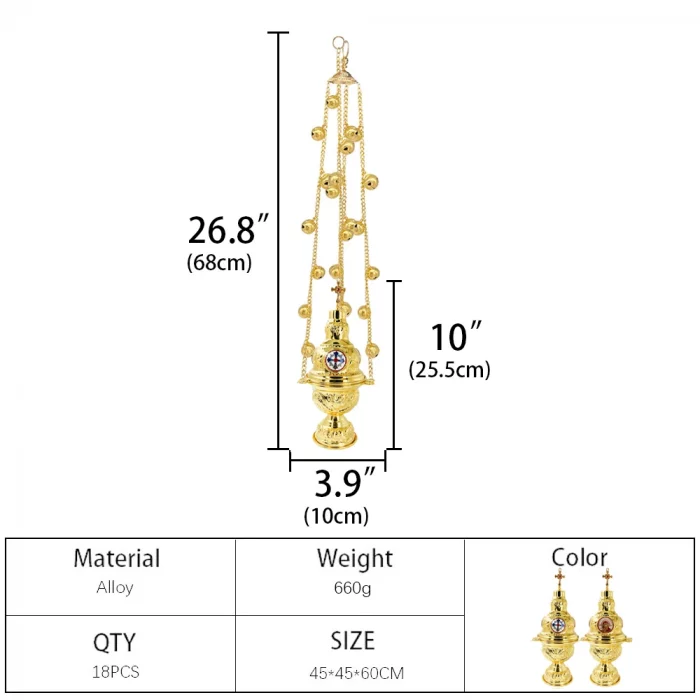 HTISOK Orthodox Church Incense Christian Hanging Incense Burner with Chain Mass Prayer Easter Orthodox Church Incense Burner - Image 7