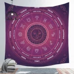 Blue Tarot Tapestry Wheel Zodiac Astrology Chart Wall Hanging Scarf Altar cloth tarot cloth tarot deck Sun and Moon Home Decor - Image 7