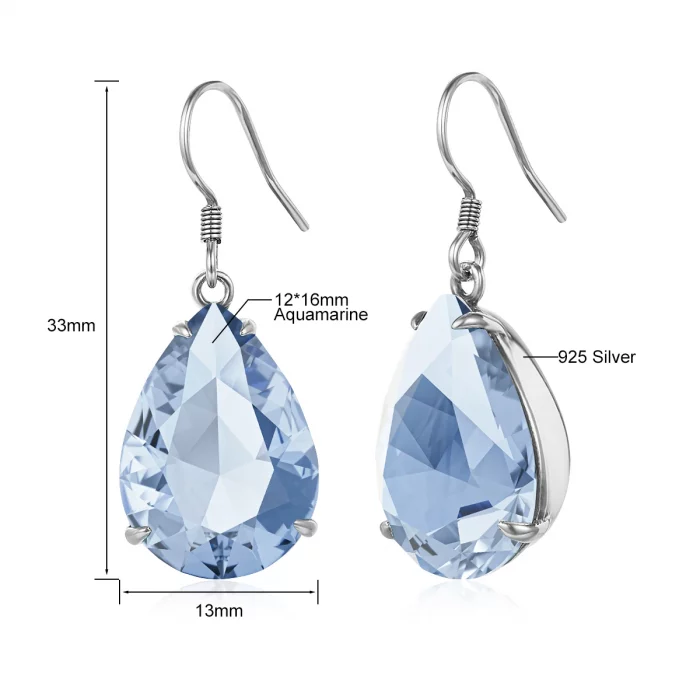 Blue Aquamarine Teardrop Earrings Silver 925 2025 Luxury Jewelry For Women Hanging With Stone Art Deco Gift Female High Quality - Image 7