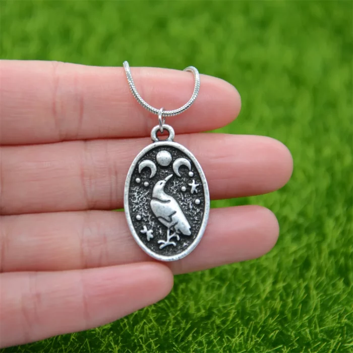 Odin Raven Triple Moon Goddess Viking Pendant Necklace Wicca Pagan Talisman Amulet Witchcraft Jewelry Valentines Day Gift - Image 6