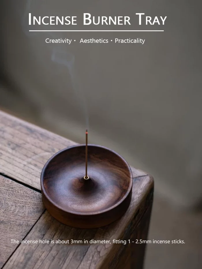 North American Black Walnut Solid Wood Incense Stick Handmade Tea Ceremony Round Incense Burner Agarwood Tray Holder - Image 1