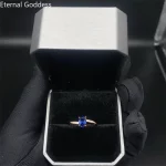 Natural Sapphire Ring London Blue Classic Fashion Jewelry S925 Sterling Silver Plated 18k Yellow Gold Dark Stone Engagement - Image 6