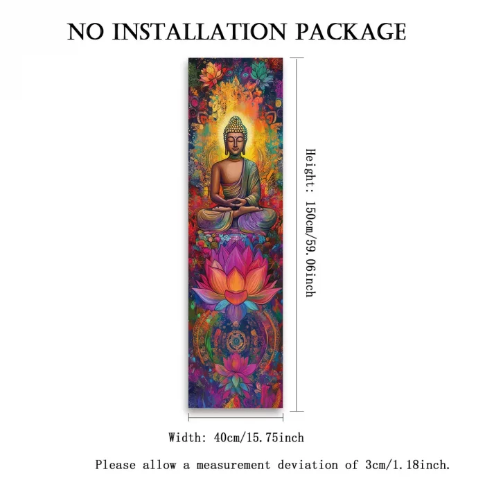 Buddha Statues And Lotus Wall Decoration Colorful Mandala Vertical Tapestry Wall Hanging Meditation Religion Art Tapestry - Image 6