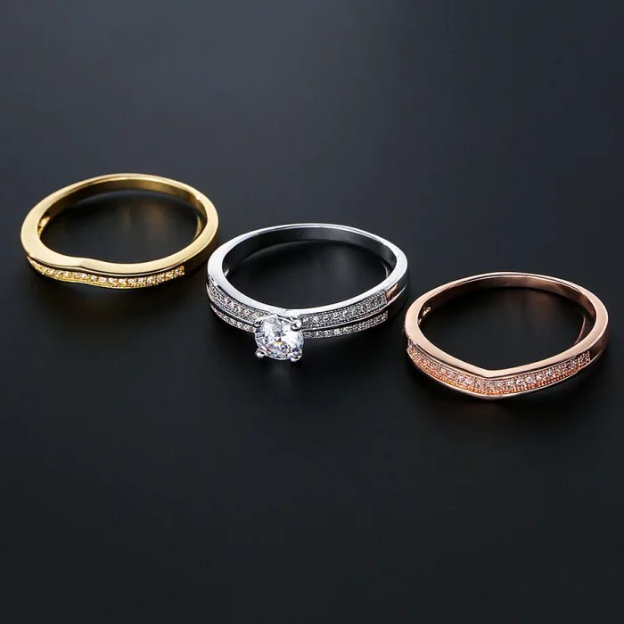 18K Multi Gold Ring 3pc Set for Women Natural Diamond with Diamond Jewelry Anillos De Bizuteria Anillos Mujer Gemstone Rings Box - Image 4