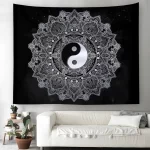 Hot Stamping Yin Yang Mandala Tapestry Home Decor Black Wall Hanging Gossip Tapestry Cloth Fabric Tapestries Blanket Beach Towel