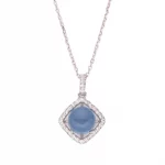 Dawn's Jewel S925 Sterling Silver Natural Aquamarine Colored Gems Necklace Women's Fashion Personality All-match Square Pendant - Image 6