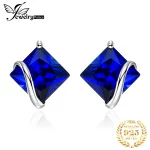 JewelryPalace Square 2.8ct Created Blue Sapphire 925 Sterling Silver Stud Earrings for Women Gemstone Fine Jewelry Birthday Gift - Image 2