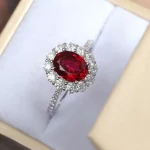 OEVAS 2.988cttw 7x9mm Lab Grown Ruby/Padparadscha Sapphire Ring S925 Sterling Silver inlay Moissanite For Women Fine Jewelry - Image 4
