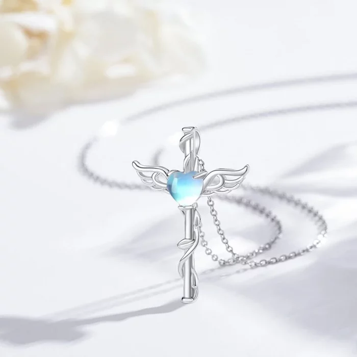 CAOSHI Newly Designed Daily Wearable Pendant Necklace with Blue Heart Shaped Imitation Moonstone Aesthetic Accessories for Women - Image 4