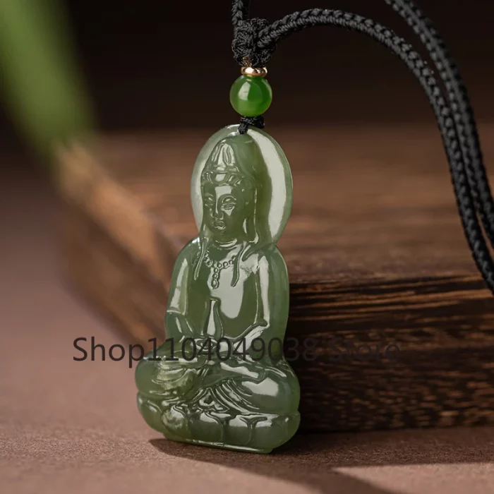 Guanyin Head Pendant Necklace Jade Pendant Bodhisattva Pendant Ladies' Fashion Matching Natural Jewelry - Image 3