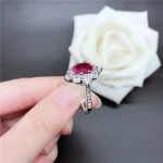 Genuine Solid White Gold 18K Ring 2CT Oval Shape Ruby Engagement Ring Women Love Promise Gift Natural Gemstone Brilliant Forever - Image 5
