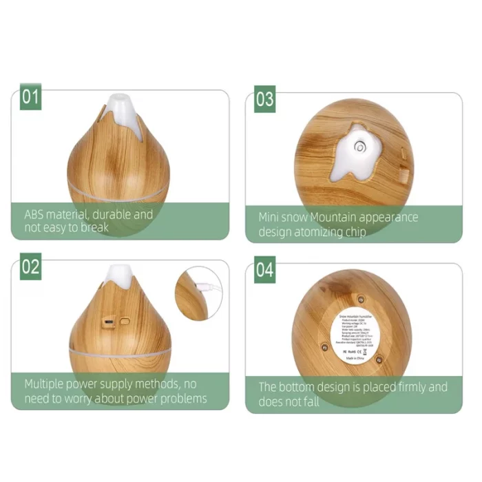 350ML USB Aroma Oil Diffuser Wood Electric Humidifier Ultrasonic Air Humidifier Mini Aromatherapy LED Light Mist Maker for Home - Image 5