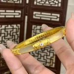 New Women's Bracelet Palace Style Golden Jade Good Luck Hotan Jade Luxury Jewelry 9999 24K real gold - Image 2