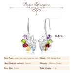 Potiy Natural Pear Citrine Peridot Amethyst Garnet Sky Blue Topaz Dangle Drop Earrings 925 Sterling Silver For Women Daily Party - Image 3