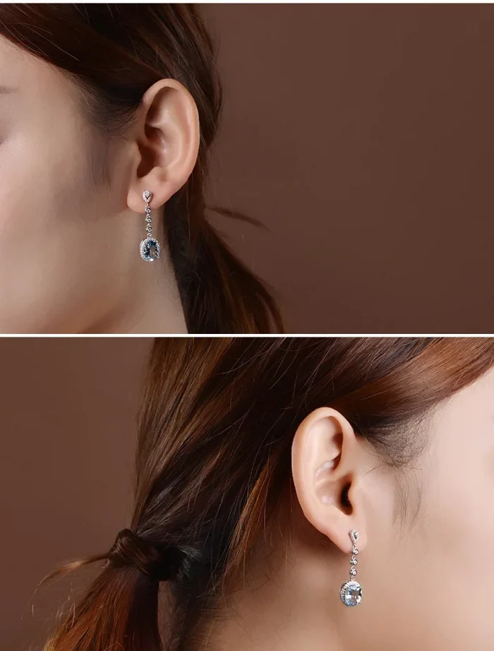 Sterling Silver 925 Natural Aquamarine Drop Earrings for Women Timeless Design Delicate Female Jewelry Wedding Luxury Earrings - Image 8