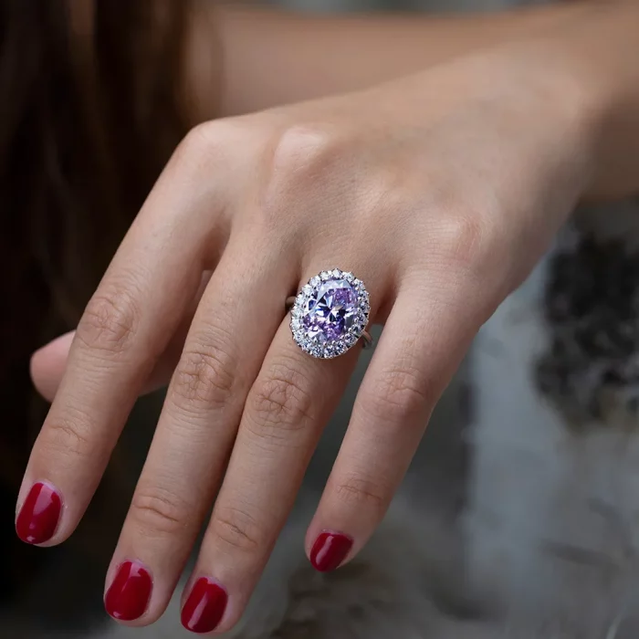 PANSYSEN Luxury 100% 925 Sterling Silver 8CT Oval Cut Amethyst Ruby Sapphire Diamond Ring for Women Cocktail Party Fine Jewelry - Image 7