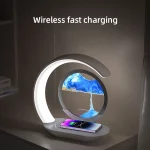 15W Wireless Charger with Quicksand Painting Night Lamp Table Top Decoration Fast Charging Station for iphone 16 Pro Max Charger - Image 3