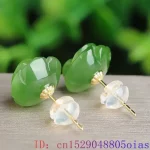 Natural Real Green Jade Rose Earrings 925 Sterling Silver Ear Studs Vintage Gemstone Jewelry TalismansEnergy Amulet Luxury Gift - Image 3