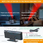 Projection alarm clock multifunction Intelligent luminous clock Bedroom large screen digital clock 180℃ back and celling projec - Image 6
