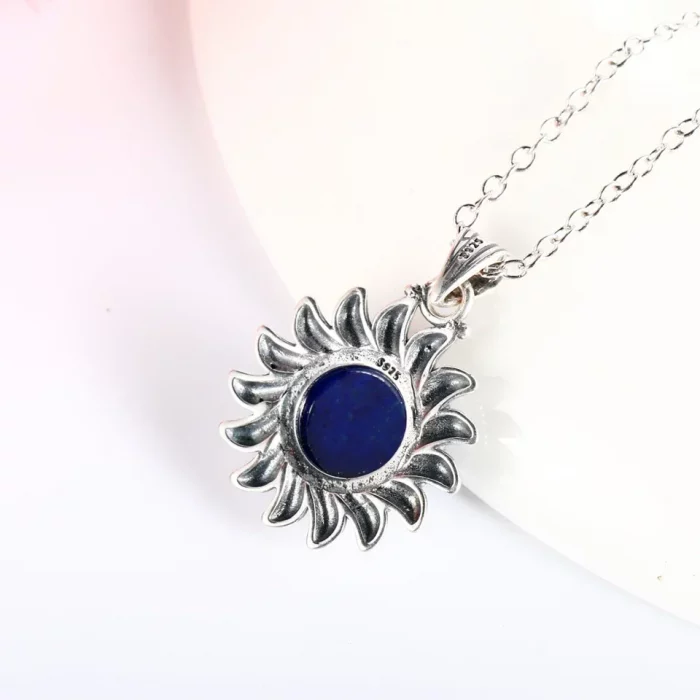 925 Sterling Silver Necklace Natural Lapis Lazuli Pendants Necklace for Women Wedding Anniversary Party Gifts Jewelry - Image 4