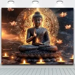 Big Buddha tapestry lotus yoga meditation tapestry dark lotus suitable for bedroom living room dormitory decoration