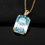 100% Real Silver 925 Necklace Pendant Aquamarine Women Jewelry Birthday Party Banquet Girl Accessories 2022 New Trendy - Image 7