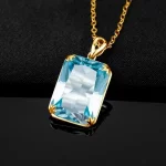 100% Real Silver 925 Necklace Pendant Aquamarine Women Jewelry Birthday Party Banquet Girl Accessories 2022 New Trendy