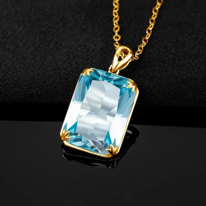 100% Real Silver 925 Necklace Pendant Aquamarine Women Jewelry Birthday Party Banquet Girl Accessories 2022 New Trendy - Image 7