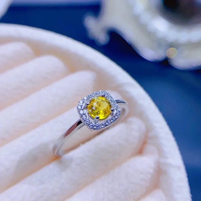 Natural Yellow Sapphire Rings for women silver 925 jewelry luxury gem stones 18k gold plated free shiping items - Image 3