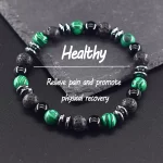 Natural Stone Beads Bracelet Women Green Malachite Yellow Tiger Eye Stone Beads Elastic Strand Wristband Jewelry Gift for Friend - Image 2