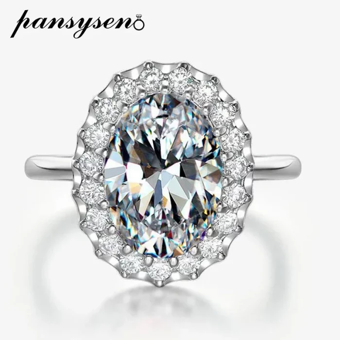 PANSYSEN Luxury 100% 925 Sterling Silver 8CT Oval Cut Amethyst Ruby Sapphire Diamond Ring for Women Cocktail Party Fine Jewelry - Image 3