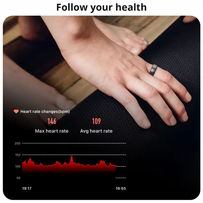 New COLMI R06 Smart Ring with Charging Case for Men Women, Heart Rate and Blood Oxygen Monitor, IP68 & 5ATM Waterproof, Sport - Image 5
