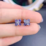 New Fine Jewelry 3mm Natural Tanzanite Earring Silver 925 Earings for Women Daily Wear - Image 3