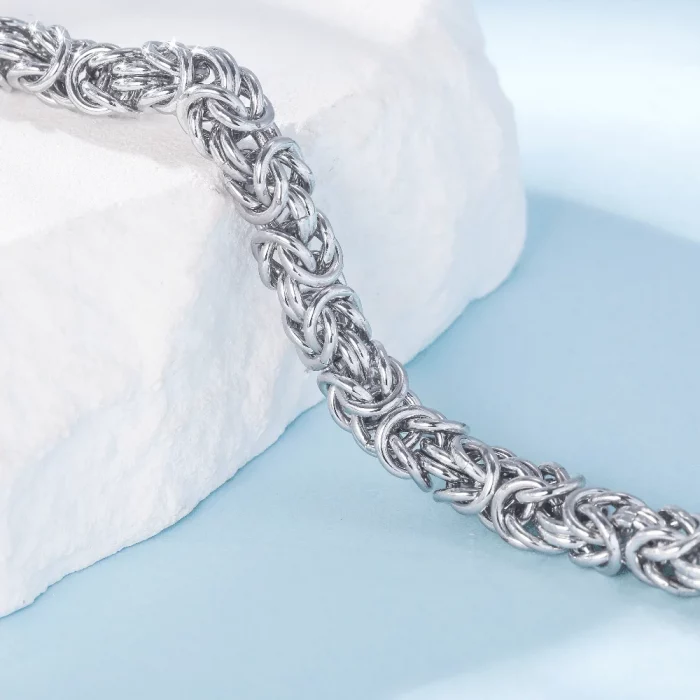 S925 Sterling Silver Byzantine Emperor Chain Bracelet for Men Women Polished Miami Cuban Smooth Kpop Jewelry - Image 4