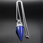 Witch Ball Conical Blue Lapis Lazuli Stone Pendant Necklace Women Men Stainless Steel Wicca Pagan Chain Jewelry colier NZZZ372-1 - Image 5