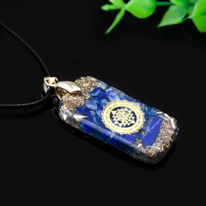 Natural Lapis Lazuli Sri Yantra Necklace Orgone Metatron Cube Pendant Orgonite Energy Chakela Reiki Metal Crystal Jewelry Gift - Image 3