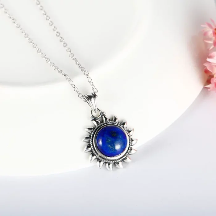 925 Sterling Silver Necklace Natural Lapis Lazuli Pendants Necklace for Women Wedding Anniversary Party Gifts Jewelry - Image 6